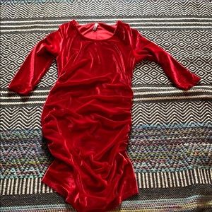 Red velvet maternity dress